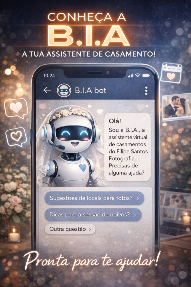Dúvidas Sobre Teu Casamento? 
Conhece B.IA 🤖💕: A tua assistente IA que responde tudo em segundos