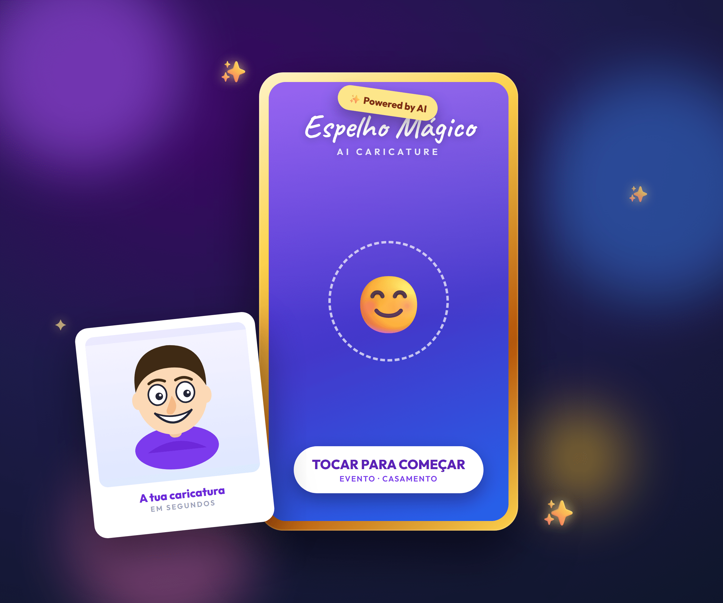 Photobooth Caricatura — espelho mágico com caricatura IA